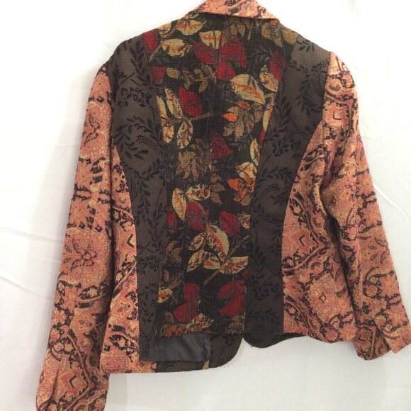 Coldwater Creek Tapestry Blazer 3 Button Closure Lined Fall Colors Size 14 - Picture 3 of 4